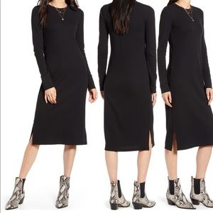 Treasure & Bond Black Waffle Knit Sweater Dress
